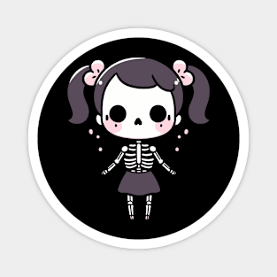 Cute Skeleton Girl Design | Skeleton in Kawaii Style | Halloween for Girls Magnet